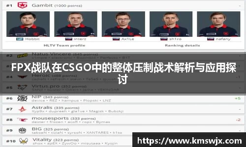 FPX战队在CSGO中的整体压制战术解析与应用探讨