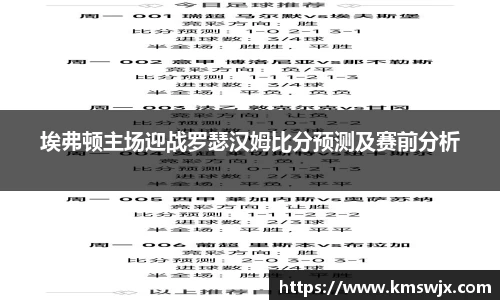埃弗顿主场迎战罗瑟汉姆比分预测及赛前分析